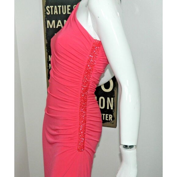 Cache Dress Size 4 Pink Side Beaded Rouched Vintage 90s Y2K Womens - Picture 5 of 13